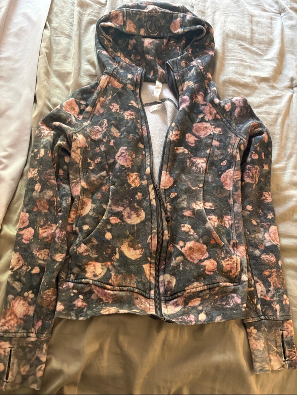 lululemon athletica Floral Zip Hoodie - Gray & Pink